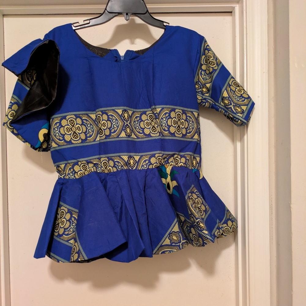 Stylish Women's Blue and Yellow Blouse